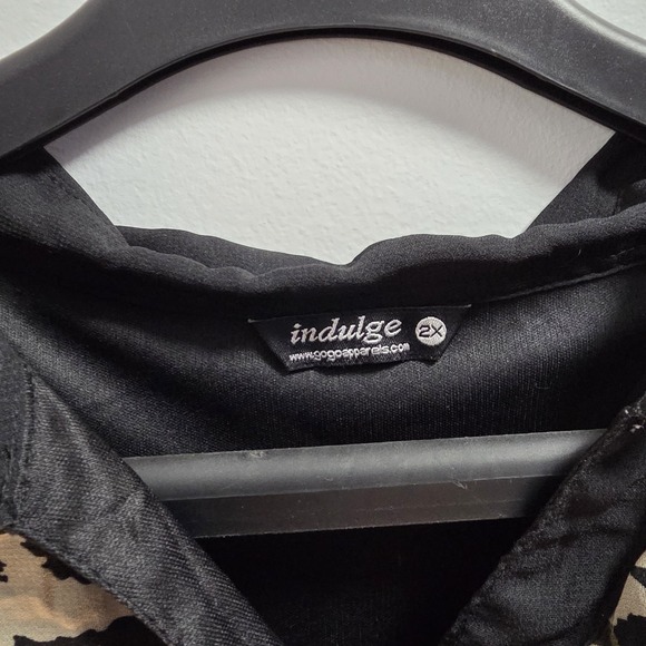 Midi dress leopard print pattern black collar Button Placket And Hem sheer dress - Picture 10 of 11